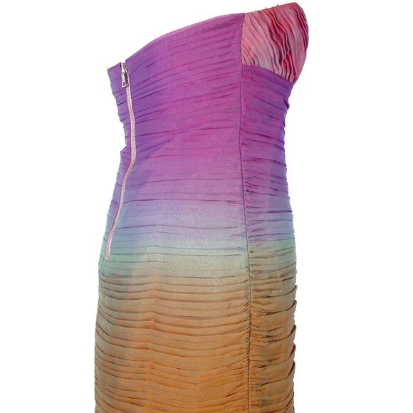 ALICE + OLIVIA Jasmine $498 Pleated Silk Ombre Strapless Bustier Mini Dress 6 - Picture 4 of 10